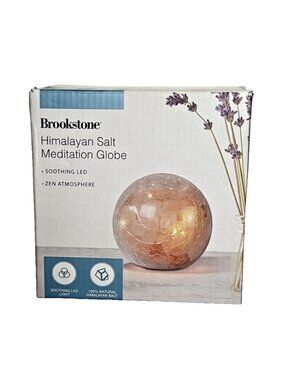 Brookstone Himalayan Salt Meditation Globe Night Light – Battery Operated – New